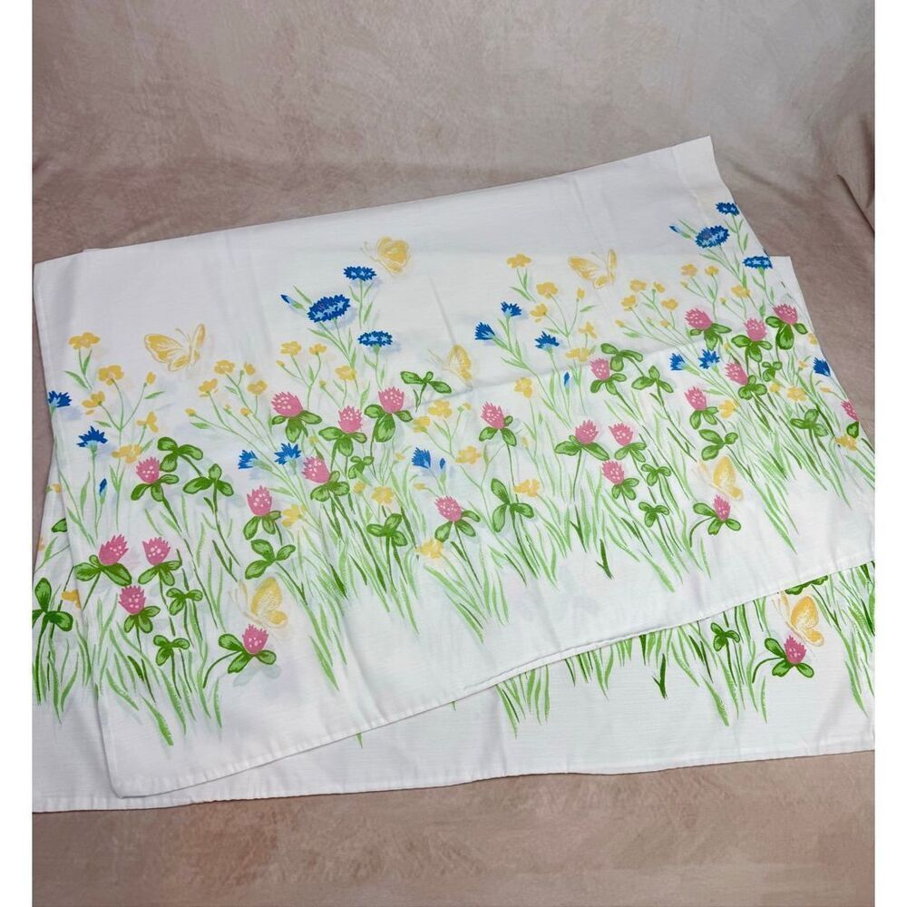 Vintage Floral Pillowcase Set Butterflies 20x30” Burlington